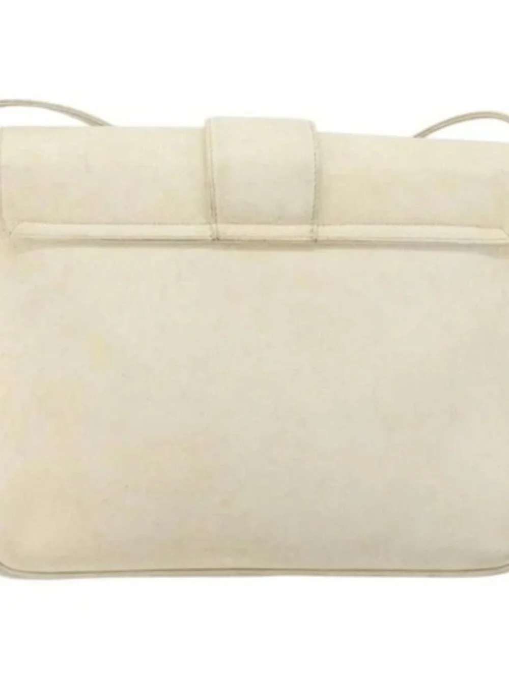 GUCCI Shoulder Bag Leather White Gold Auth BAZ692